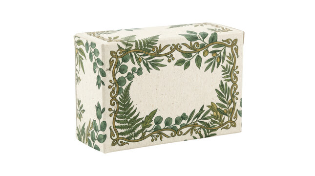 Botanicalpatterned rectangular soap box isolated on transparent background