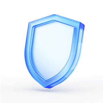 Glass Shield. Protect and Security concept. Blue Shield 3d icon. Transparent background