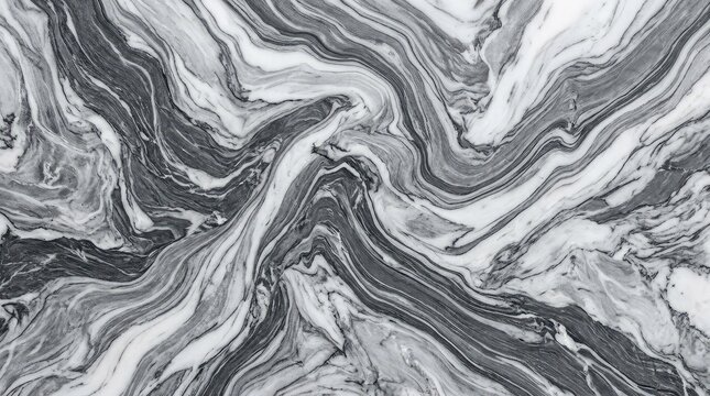 Swirling grey and white veins create a dynamic marble pattern, mimicking natural stone textures for an abstract background suitable for design projects, material, surface, fluid