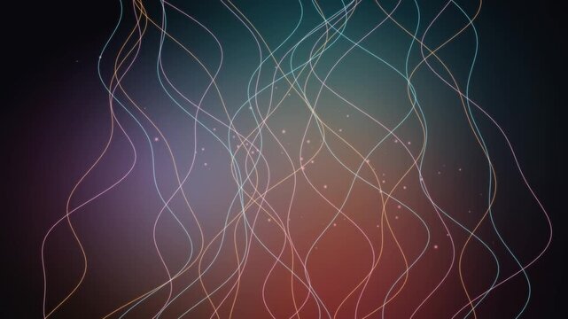 Abstract Glowing Sine Waves and Floating Particles on Dark Gradient Loop