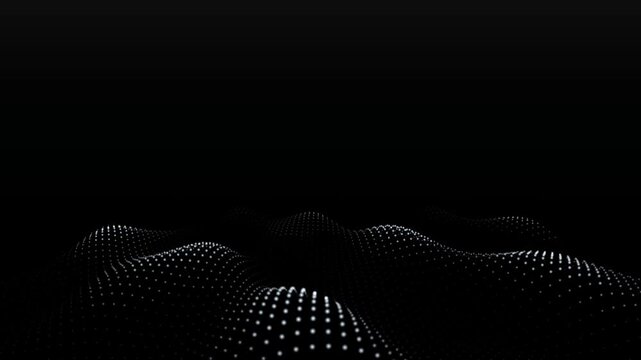 Minimalist White Point Cloud Wave Terrain and Dark Background Loop