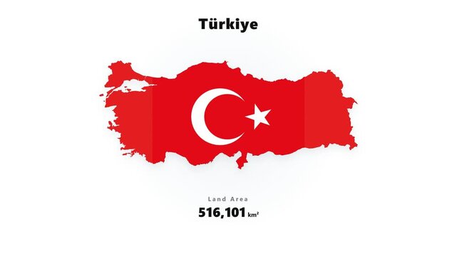 Red Turkey map silhouette with white crescent and star emblem, T&uuml;rkiye lettering and numeric caption, rough brushstroke edges, centered clean white background