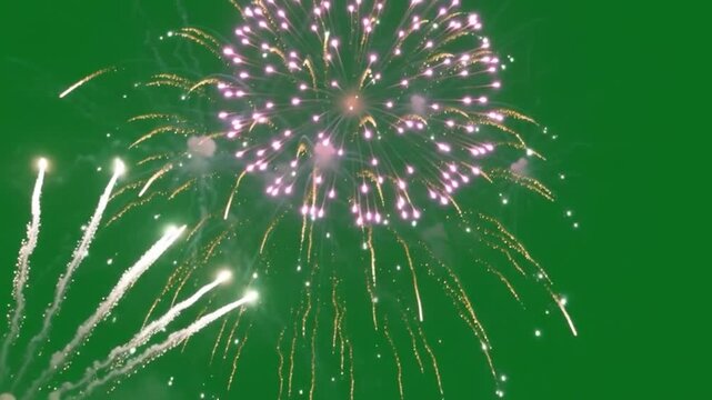 Colorful fireworks explode in night sky celebration motion abstract festive light.
