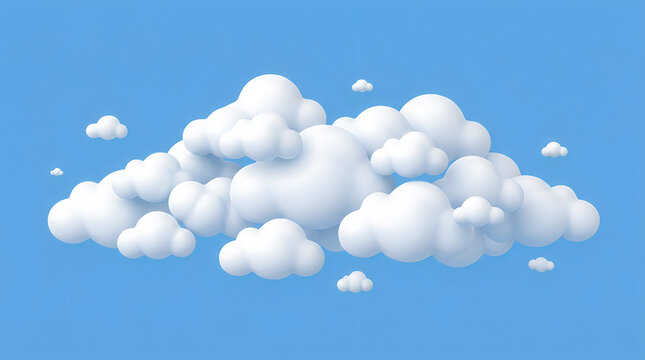 A single fluffy white cloud isolated against a solid light blue background in a 3d render style