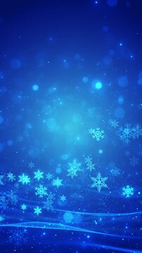 Snow crystals float across winter scene lights sparkling waves. seasonal advertising, December campaigns, holiday cards, snowfall overlays, family celebrations, gift promotions, elegant event title.