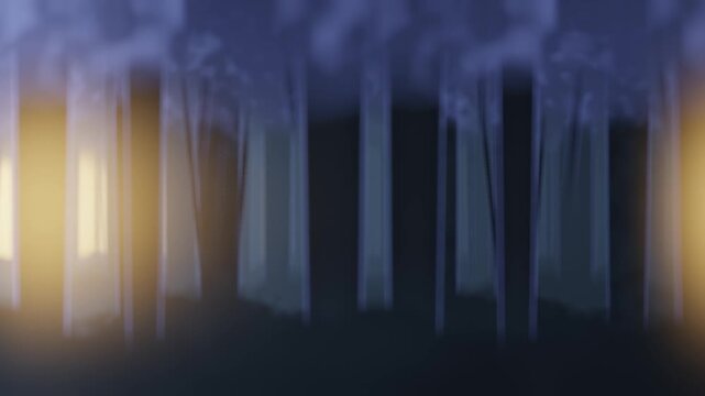 Misty Backlit Forest Trunks Panning Past in Layered Depth Parallax, Side Tracking Seamless Loop in subtle morning tones