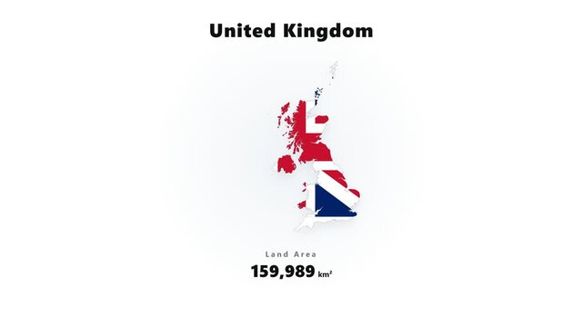 United Kingdom map silhouette emerging from center with fragmented Union Jack colors revealing and soft radial glow on bright white background with clean infographic style