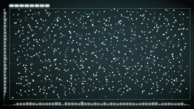 Abstract Scatter Plot Point Cloud Clustering Into Colored Groups Data Visualization Seamless Loop in bright teal tones