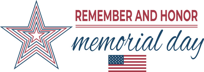 Obraz premium Memorial day graphic with star and flag