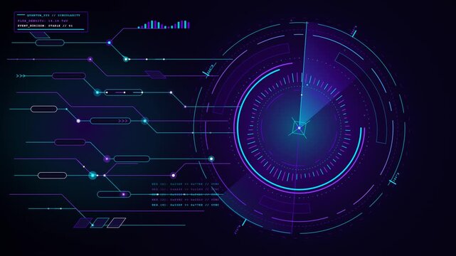 Futuristic Ultraviolet HUD Interface with Quantum Singularity Data Visualization Loop