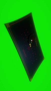 Spirit board with glowing planchette moves over a green screen background in a dramatic 3D animation