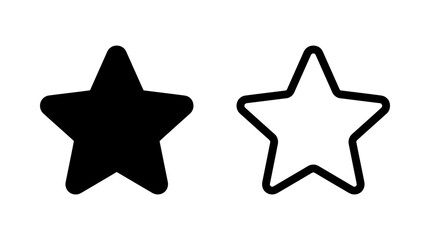 Fototapeta na wymiar Five pointed star icon set in solid black and outlined style with favorite