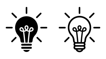 Naklejka na ściany i meble Glowing light bulb with visible filament icon set electricity innovation