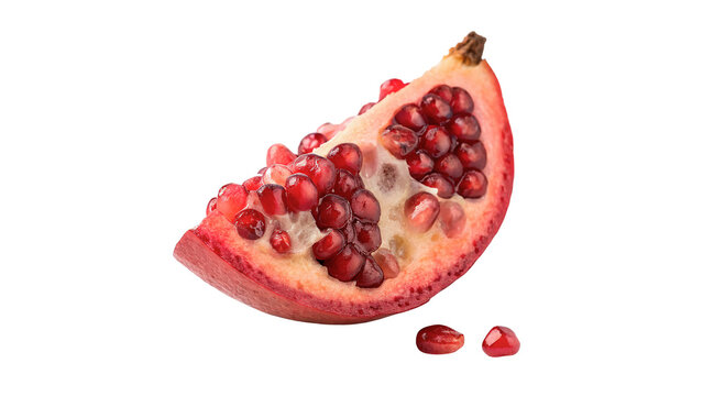 Fresh ripe red pomegranate fruit slice with seeds