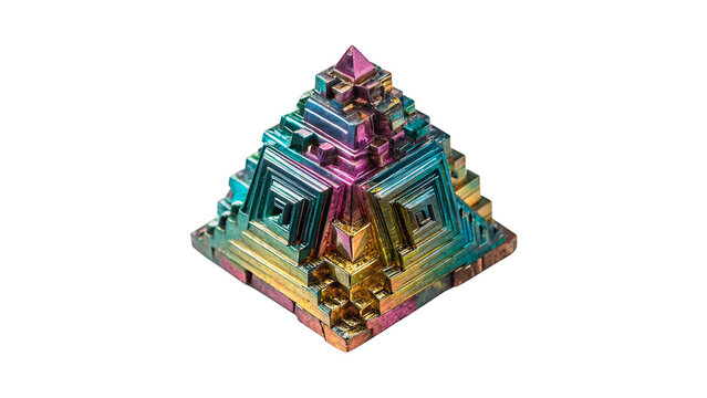 Pyramid rainbow bismuth crystal mineral specimen