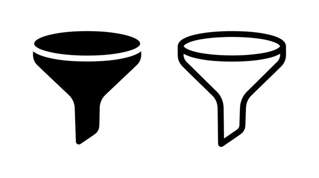Simple funnel icons for data filtering and sorting concepts with internet