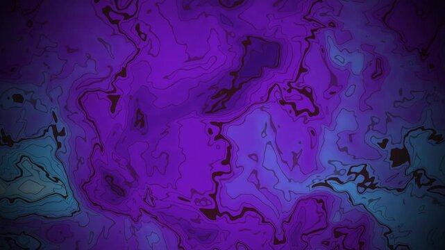 Abstract Topographic Contour Lines Motion Loop Purple Blue Fluid Waves Background 4K