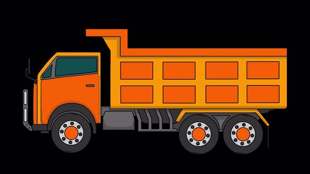Orange Dump Truck Side View with Alpha Channel