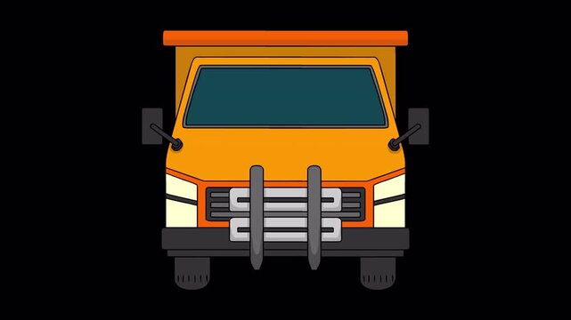 Orange Dump Truck Front View with Alpha Channel