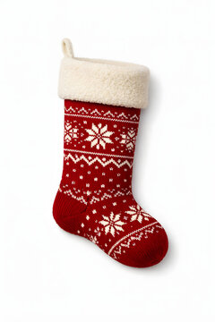 red christmas sock isolated on white