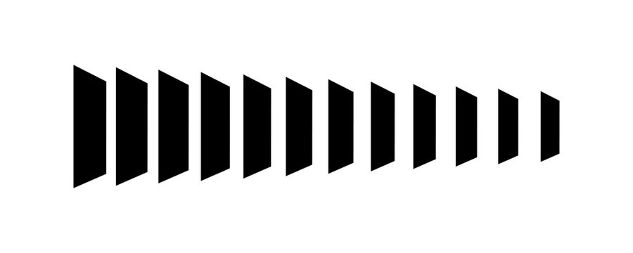 Set of black trapezoid shapes diminishing in size for design elements on transparent background.