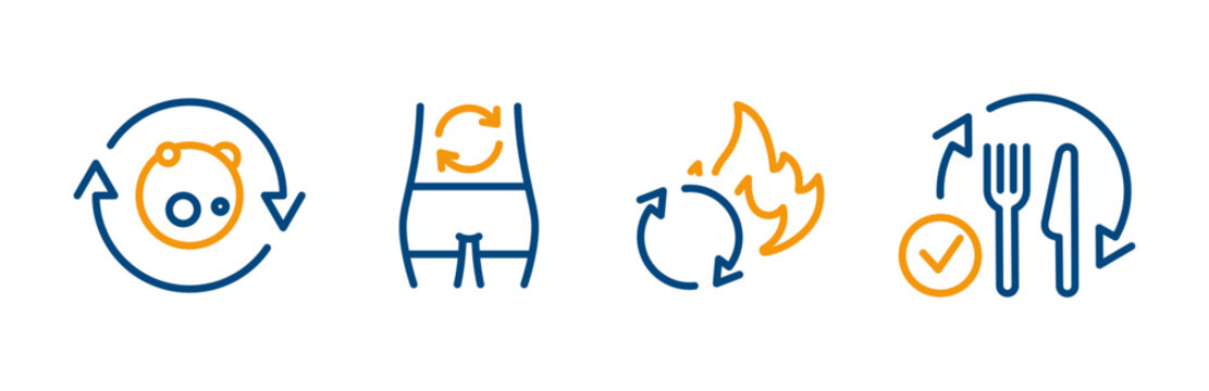Metabolism icon. Vector illustration. Metabolic processes symbols.  Outline icons collection.