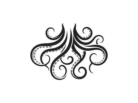 Stylized octopus tentacles abstract design element