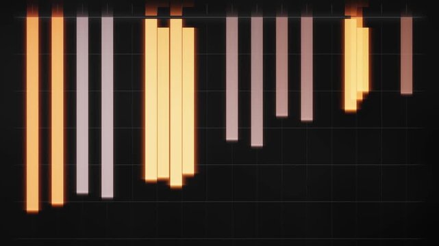 Sorting Algorithm Bar Chart Visualization Glowing Bars Swapping Into Order Data Structure Seamless Loop in bright graphite tones