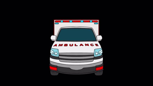 White Ambulance Front View with Alpha Channel