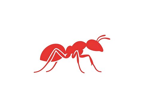 Red ant silhouette isolated on white background