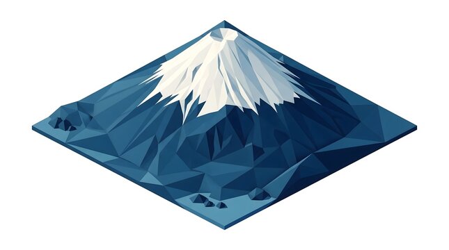 Mt fuji vector isometric low poly mountain illustration