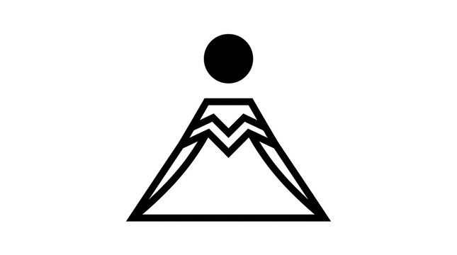 Minimalist mt fuji vector illustration with sun symbol