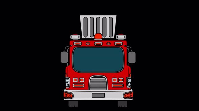 Red Fire Truck Animated Vehicle Alpha Channel