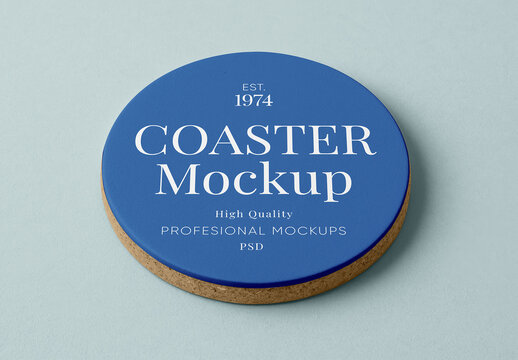 Round Thick Coaster Mockup