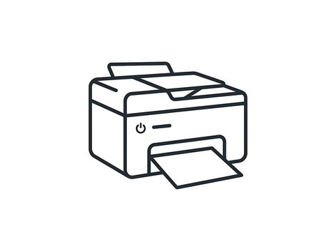Printer icon simple outline office equipment graphic