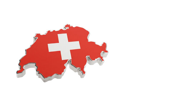 3D Switzerland map model with Swiss flag pattern