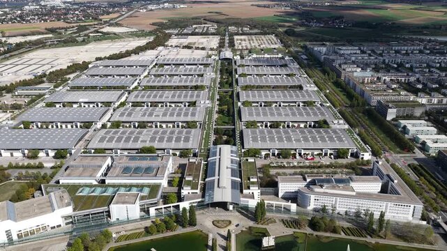 Aerial View of Messe Munchen Exhibition Center in Munich Germany