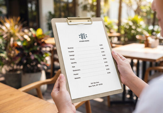 Menu in Restaurant Mockup