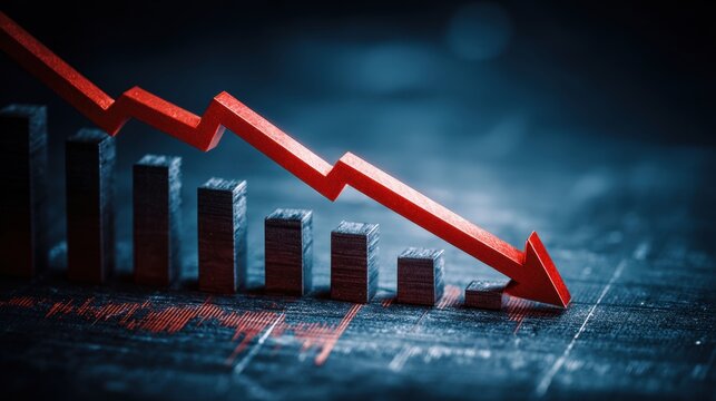 Broken Stock Chart Illustrating Financial Decline, Isolated on Transparent Background