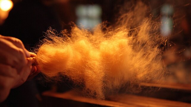 Close-up of Silk Thread Pulling from Boiling Coco Represents Luxurious Craftsmanship