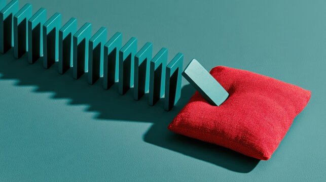 Line of Teal Dominoes Interrupted by One Soft
