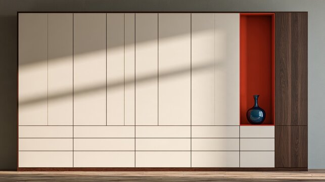 Modern Modular Wall Storage with White Doors