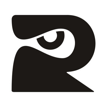 Letter R with Eye, simple modern Logo Design vector.
