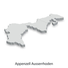 Fototapeta premium 3D Map of Appenzell Ausserrhoden Canton, Switzerland