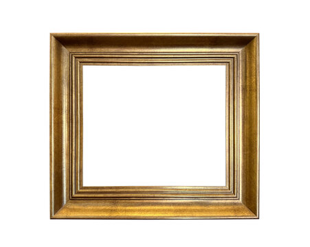 Antique gilded picture frame isolated on white background with clipping path