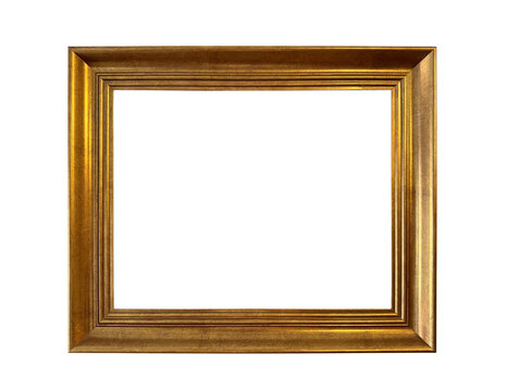 Antique gilded picture frame isolated on white background with clipping path