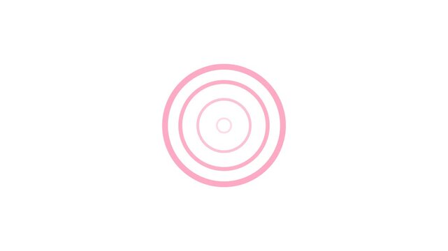 Pink click ripple effect animation seamless loop on white background, soft sakura pink expanding rings tap indicator, 4K motion graphic for multiply blend