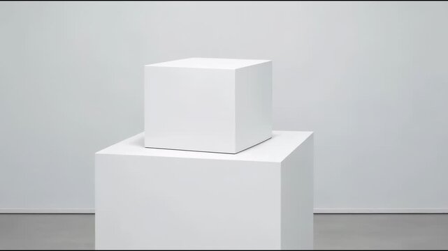 A white box sitting on a pedestal, simple and elegant display