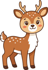 Obraz premium Cute little deer cartoon vector illustration isolated on white background