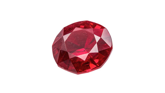 Polished red ruby gemstone crystal isolated on dark background
